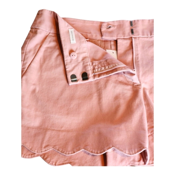 LOFT Riviera Scalloped Hem Shorts Pink Size 6 Cotton Blend Summer Casual - Picture 4 of 9